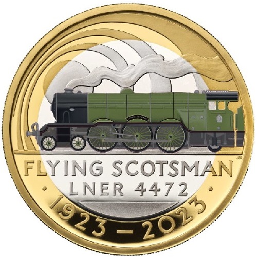 2 Pounds 2023 Anglicko PROOF farbená Flying Scotsman