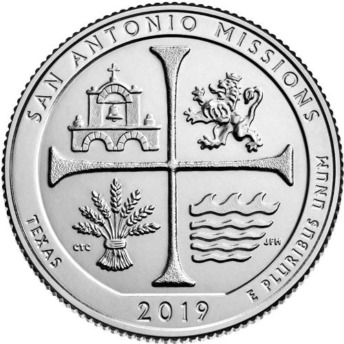 Quarter Dollar 2019 S USA UNC San Antonio Missions
