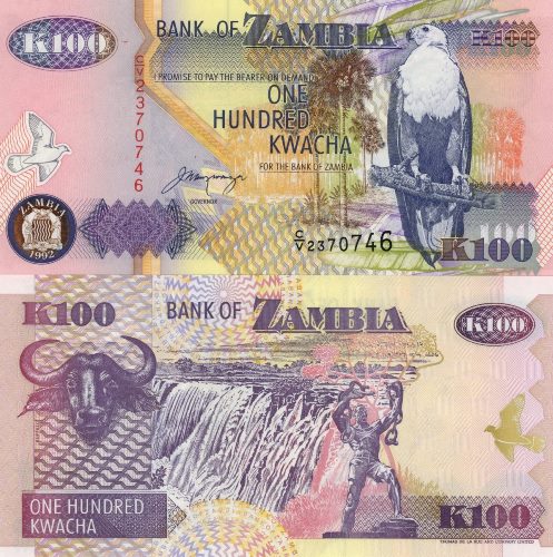 100 Kwacha 1992 Zambia UNC séria C/V