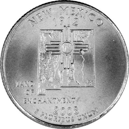 Quarter Dollar 2008 P USA UNC New Mexico