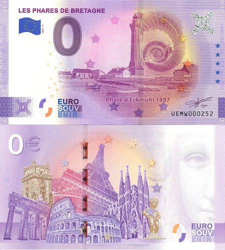 0 euro suvenír 2021/5 Francúzsko UNC Les Phares De Bretagne (ND)