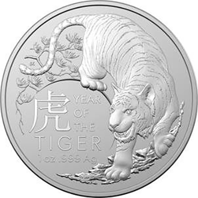 Dollar 2022 Austrália RAM BU 1 Oz Ag Lunar Tiger  (X:5:2)