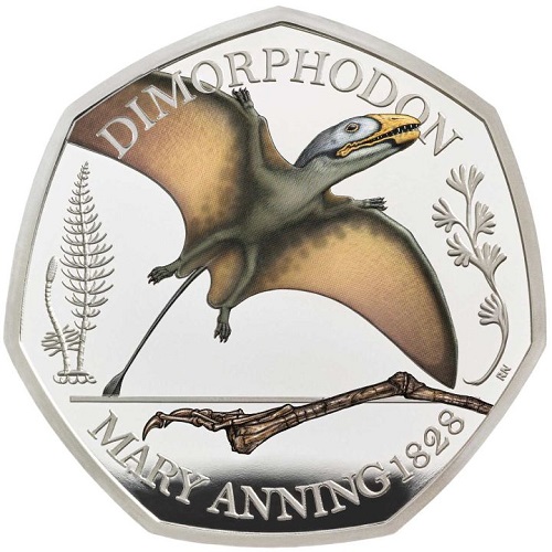 50 Pence 2021 Anglicko PROOF farbená 7.4g Ag Dimorphodon