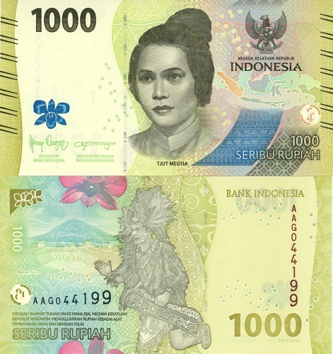 1000 Rupiah 2022 Indonézia UNC séria AAG