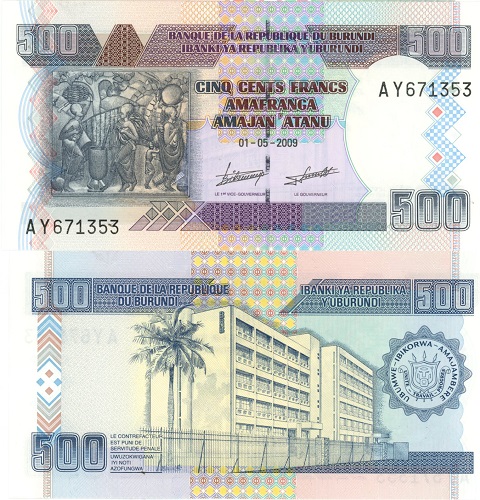 500 Francs 2009 Burundi UNC séria AY