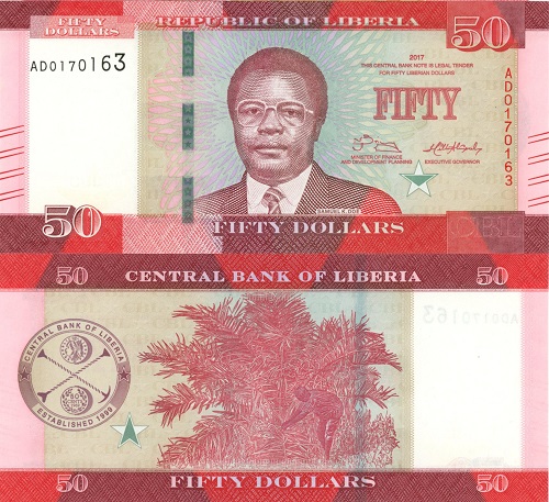 50 Dollars 2017 Libéria UNC séria AD