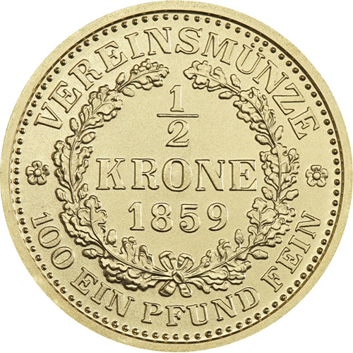 Zlatá medaila, Kremnické razby Františka Jozefa - spolková 1/2 koruna 1859
