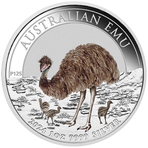 Dollar 2024 Austrália BU farbená 1 Oz Ag Australian Emu
