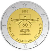 2 euro 2008 Belgicko cc.UNC deklarácie ľudských práv