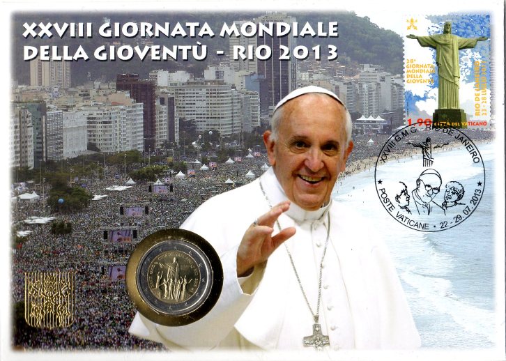 2 euro 2013 Vatikán cc.UNC Rio numisbriefe