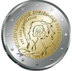 2 euro 2013 Holandsko cc.UNC, výročie Holandského kráľovstva