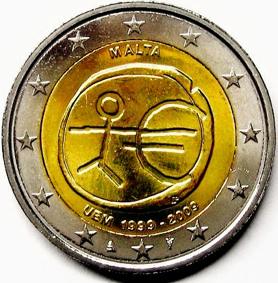 2 euro 2009 Malta cc.UNC Hospodárska a menová únia