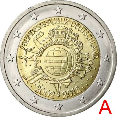 2 euro 2012 A Nemecko cc.UNC zavedenie hotovostnej eurovej meny