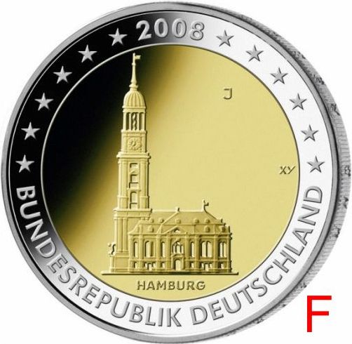 2 euro 2008 F Nemecko cc.UNC Hamburg