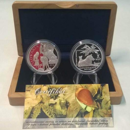Strieborné medaily, nezrealizované motívy 10€ 2015 Karpatské bukové pralesy