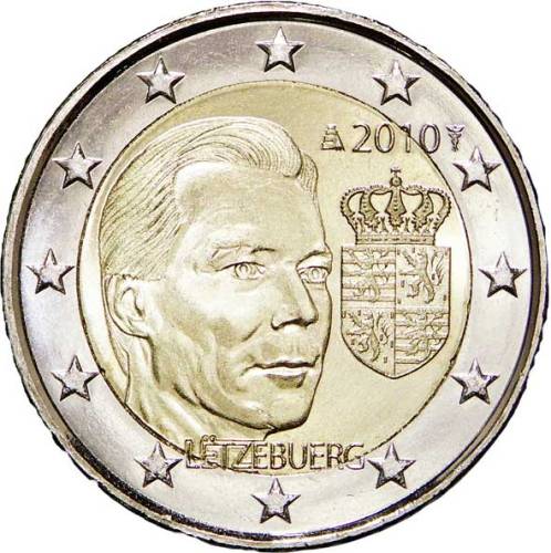 2 euro 2010 Luxembursko cc.UNC Erb veľkovojvodu Henriho
