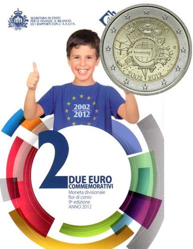 2 euro 2012 San Maríno cc.BU, zavedenie hotovostnej eurovej meny