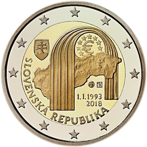 2 euro 2018 Slovensko cc.UNC 25. výročie vzniku