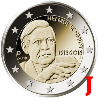 2 euro 2018 J Nemecko cc.UNC, Helmut Schmidt 