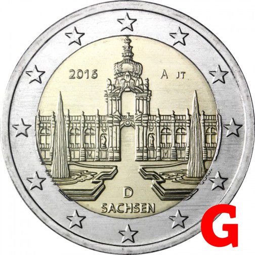 2 euro 2016 G Nemecko cc.UNC, Sasko
