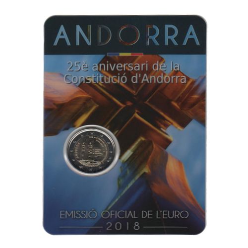 2 euro 2018 Andorra cc.BU karta, výročie Ústavy Andorry