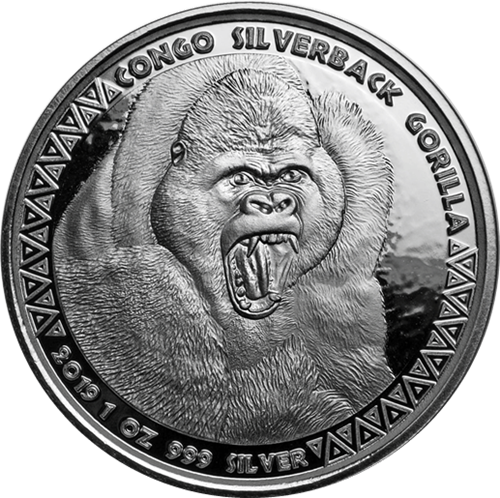 5000 Francs 2019 Kongo BU 1 Oz Ag Gorila