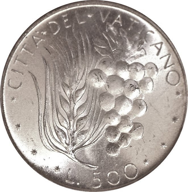 500 Lira 1972 Vatikán ob.UNC Pavol VI.