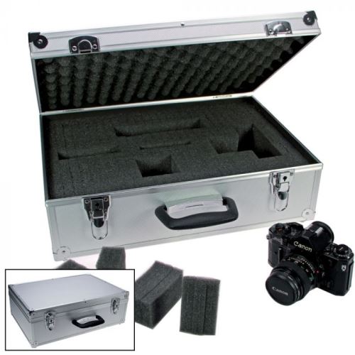Kufrík pre fotografické vybavenie, strieborný (S218)
