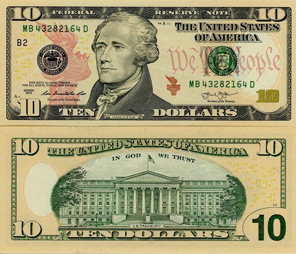 10 Dollars 2013 USA UNC séria MB