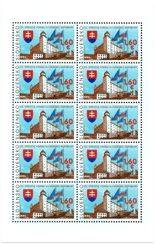 Známky, Hárček, 25. výročie vzniku Slovenskej republiky (651)