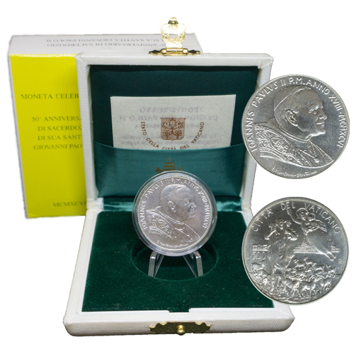 500 Lira 1996 Vatikán BU 50. výročie-vysvätenia pápeža Jána Pavla II
