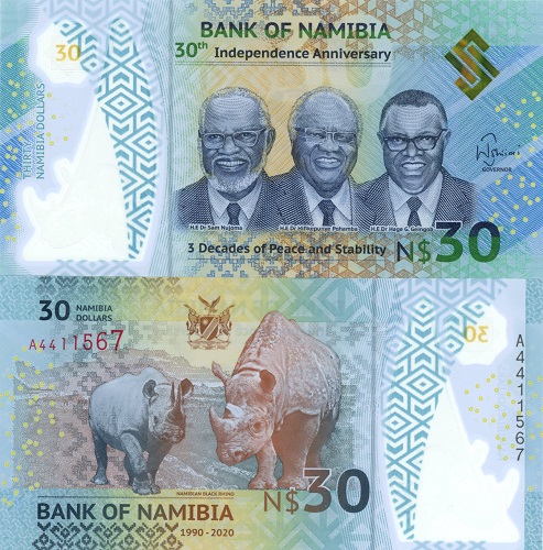 30 Dollars 2020 Namíbia UNC séria A