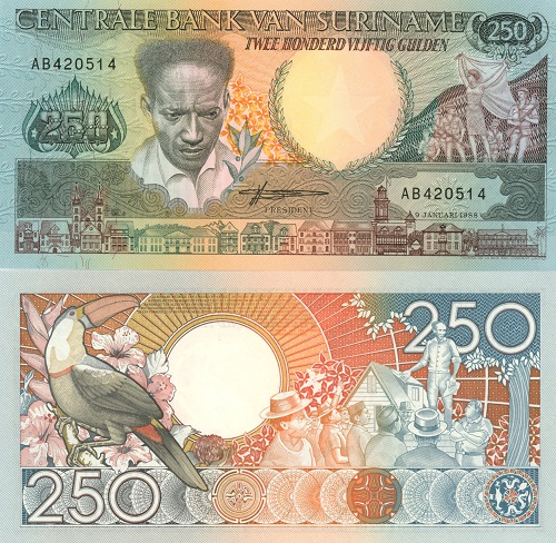 250 Gulden 1988 Surinam UNC séria AB