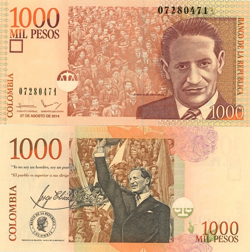 1000 Pesos 2014 Kolumbia UNC 