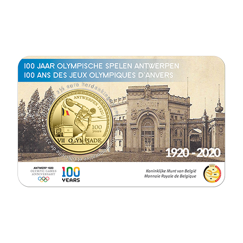 2,5 euro 2020 Belgicko BU karta farbená olympijské hry v Antverpách