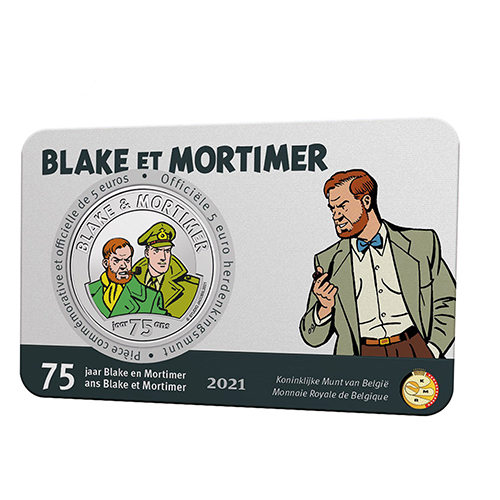 5 euro 2021 Belgicko BU karta farbená Blake a Mortimer