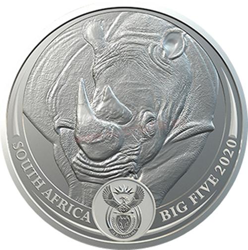 5 Rand 2020 Južná Afrika BU karta 1 Oz Ag Rhino
