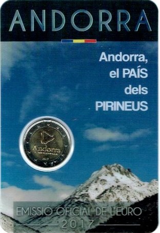 2 euro 2017 Andorra cc.BU karta, Pyrenejská krajina