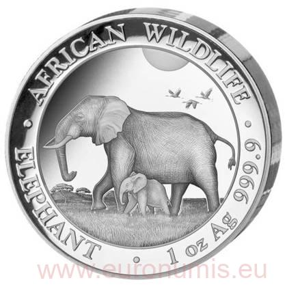 100 Shillings 2022 Somálsko PROOF Ultra High Relief 1 Oz Ag Elephant
