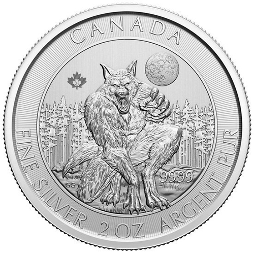 10 Dollars 2021 Kanada BU 2 Oz Ag Werewolf