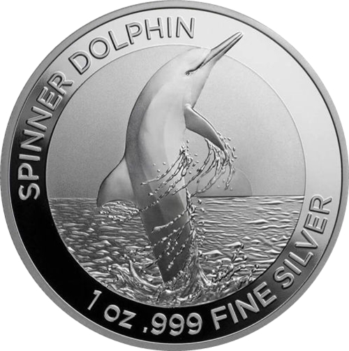 Dollar 2020 Austrália RAM BU 1 Oz Ag Spinner Dolphin