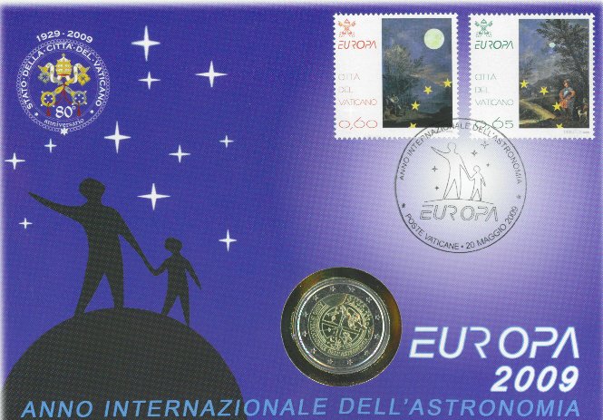 2 euro 2009 Vatkán BU numisbriefe Medzinárodný rok astronómie
