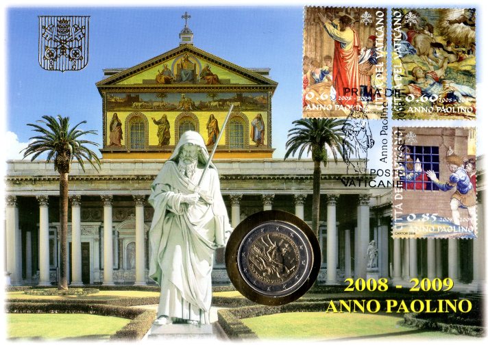 2 euro 2008 Vatikan BU numisbriefe Rok svätého Pavla