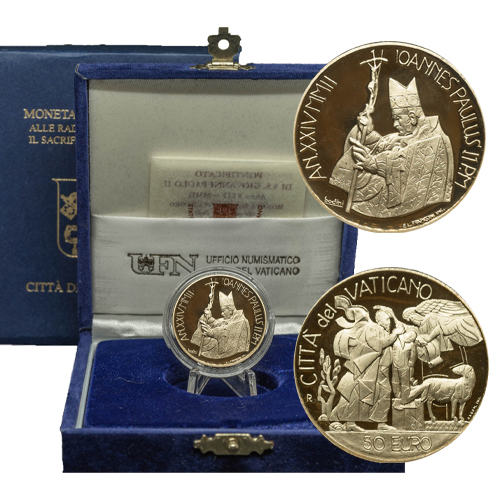 50 euro 2002 Vatikán PROOF Abrahámova obeta