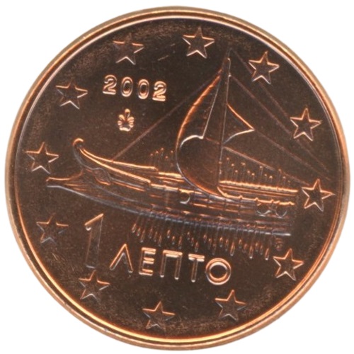 1 cent 2002 Grécko ob.UNC