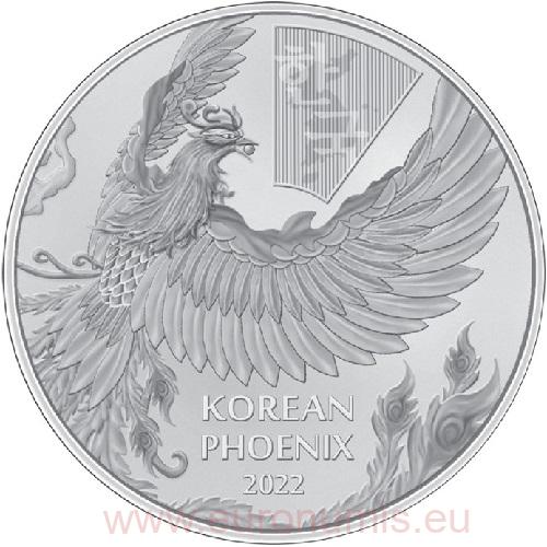 ONE OUNCE 2022 Južná Kórea BU 1 Oz Ag Korean Phoenix (Y:2:2)