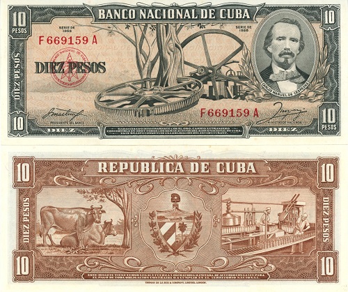 10 Pesos 1958 Kuba UNC séria F*A