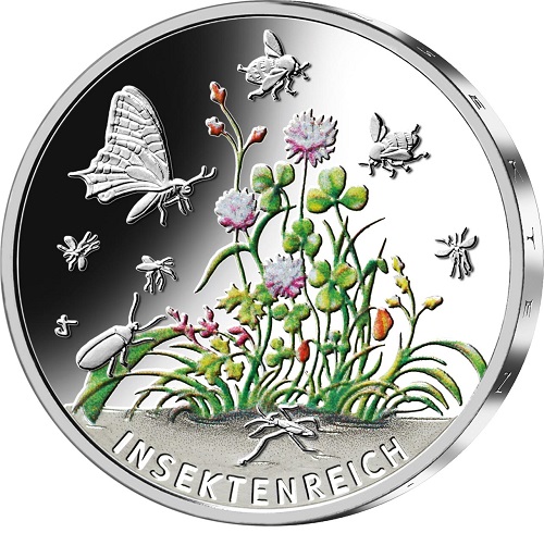 5 euro 2022 F Nemecko UNC farbená Kráľovstvo hmyzu