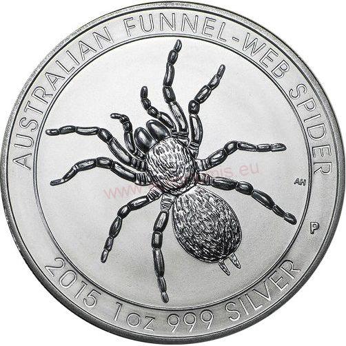 Dollar 2015 Austrália BU 1 Oz Ag, Funnel-Web Spider