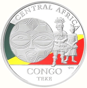 20 Francs CFA 2015 Congo PROOF 1 Oz Ag, motív Congo